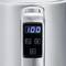 Elektrischer Wasserkocher, Edelstahl, mit Digitalanzeige zeigt '100' Grad Celsius; Bedienelemente darunter zum Einstellen der Temperatur.