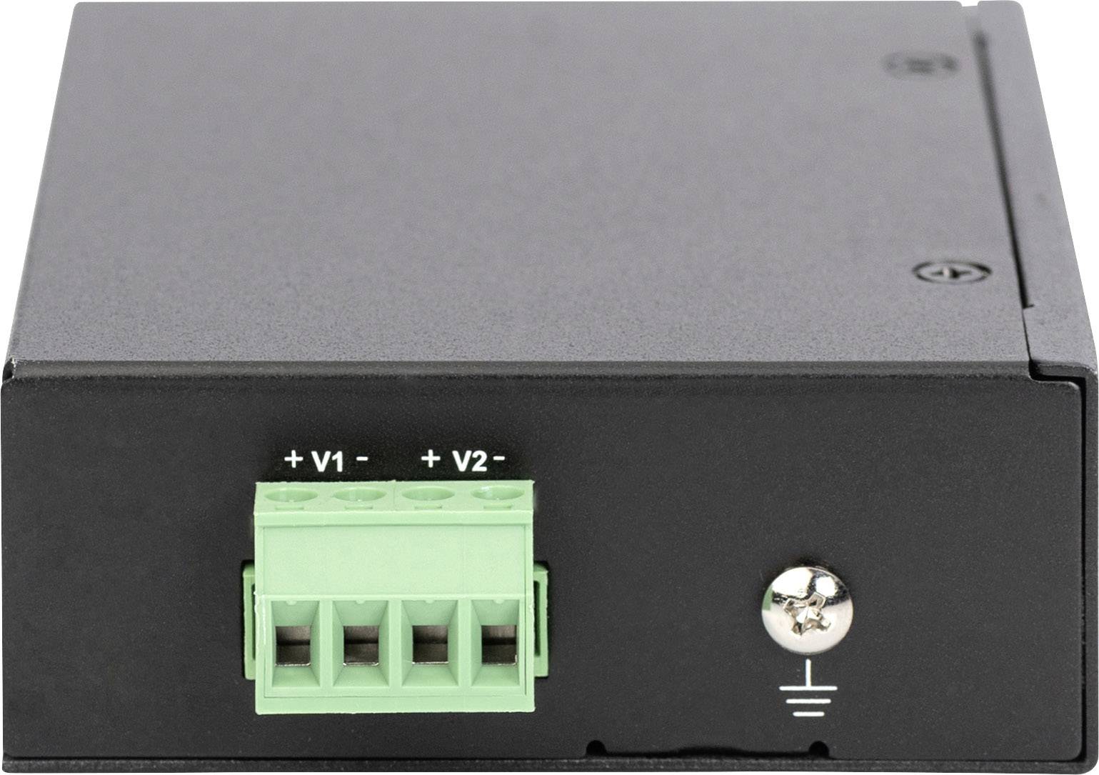 Ein rechteckiges schwarzes Gerät mit grüner Anschlussklemme und Erdungssymbol. Hauptfunktion: Elektrische Verbindungen herstellen.