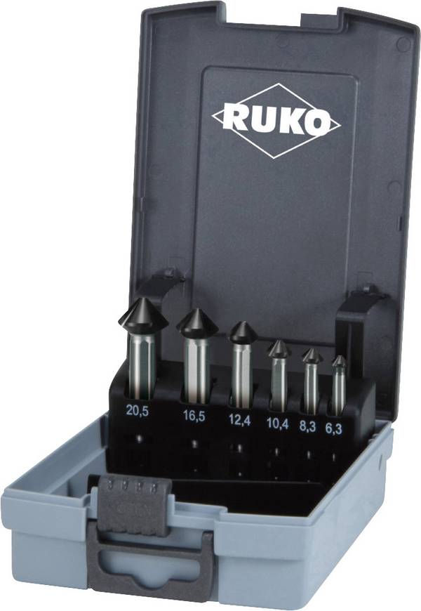 RUKO ULTIMATECUT 102790EPRO Kegelsenker-Set 6.3 mm, 8.3 mm, 10.4 mm, 12.4 mm, 16.5 mm, 20.5 mm HSS Cobalt Dreiflächenschaft 1 Set