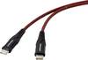 TOOLCRAFT USB-Kabel USB 2.0 USB-C® Stecker, USB-C® Stecker 1.00 m Schwarz-Rot Extrem robuste Geflechtschirmung TO-6872838