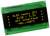 OLED-Display zeigt Text: 'OLED meets SPI 4x20 - 3.3V SPI Interface -40...+80°C'. 20x4 Zeichen, grüne Hintergrundbeleuchtung, schwarzer Text.