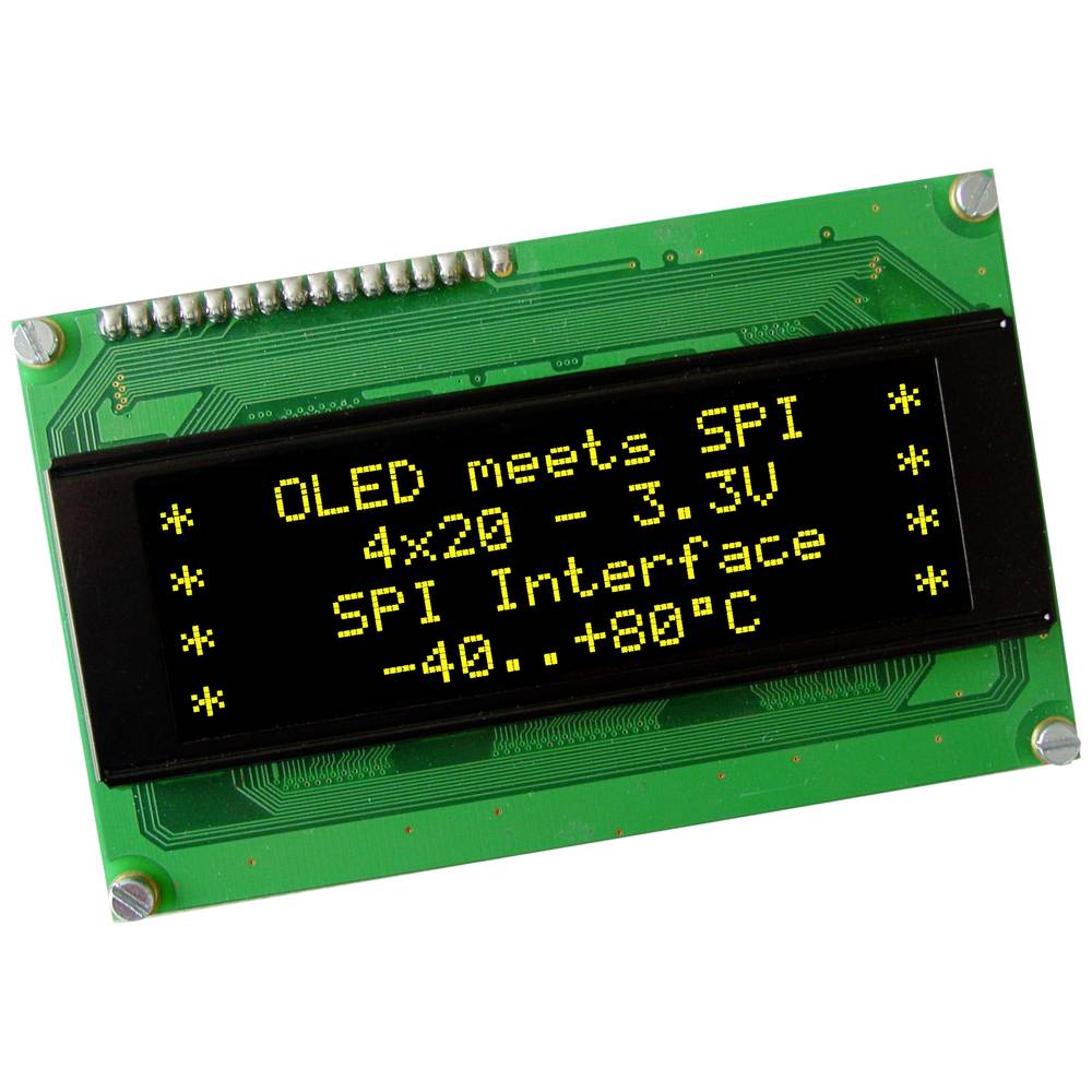 Electronic Assembly OLED-display Geel-groen 5.55 mm 3.3 V Aantal cijfers: 4 EAW204-XLG