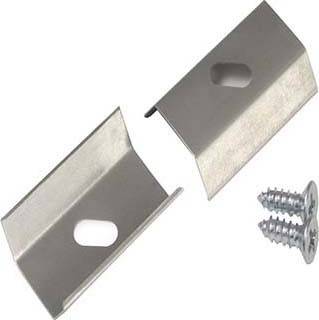 Metallklammern aus Edelstahl mit Loch und drei Metallschrauben.