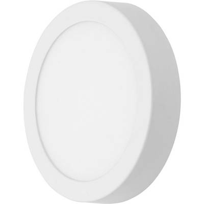 Weiße, runde LED-Leuchte mit einfacher, minimalistischer Gestaltung.