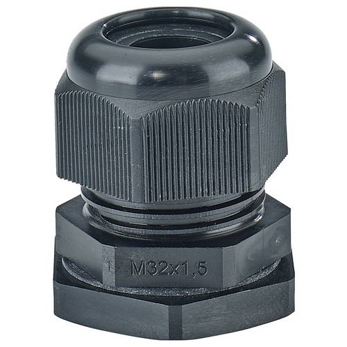 Hensel 36000197 Kabelverschraubung mit Gegenmutter, mit Zugentlastung, schlagfest Kunststoff Schwarz 1 St.