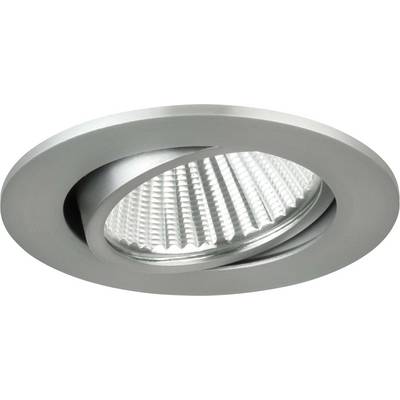 Eine silberne Einbau-Deckenleuchte mit schwenkbarem Reflektor. Ideal zur gezielten Beleuchtung in modernen Innenräumen.