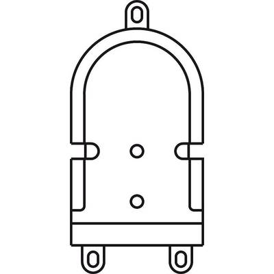 Ein schematisches Diagramm einer elektrischen Röhre mit zwei Anschlüssen oben, zwei Anschlüssen unten und einem gebogenen Umriss.