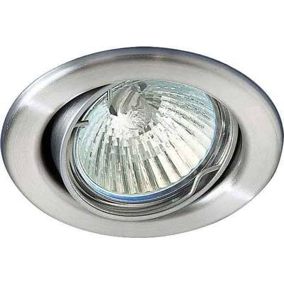 Einbauleuchte mit rundem silbernem Rahmen und reflektierender Glaslinse, geeignet für Deckenbeleuchtung in modernen Innenräumen.
