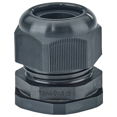 Hensel 36000198 Kabelverschraubung mit Gegenmutter, mit Zugentlastung, schlagfest Kunststoff Schwarz 1 St.