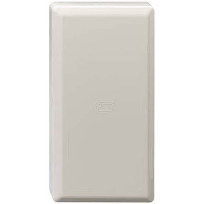 Rechteckige, beige Abdeckung mit geprägtem Telefonsymbol in der Mitte.