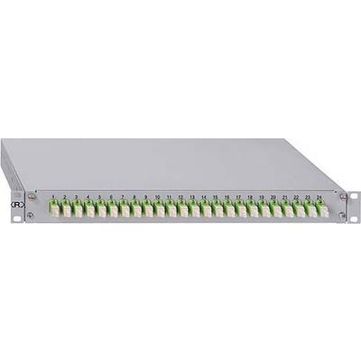 'Ein 24-Port-Glasfaser-Patchpanel zur Verwaltung von Netzwerkverbindungen in einem Serverraum oder Rechenzentrum.'
