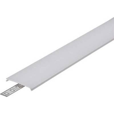 Ein weißes LED-Profil aus Aluminium mit einer lichtdurchlässigen Abdeckung, geeignet zur Montage von LED-Streifen für indirekte Beleuchtung.