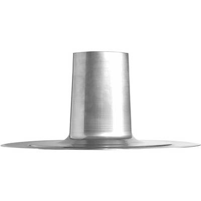 Ein silberfarbener, zylindrischer Metallgegenstand mit breiter Basis, möglicherweise ein Ständer oder Halter.