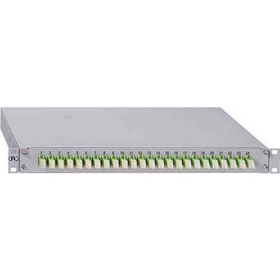 Ein Netzwerk-Patchpanel mit 24 nummerierten Ports, die in einer Reihe angeordnet sind, zur Organisation von Verkabelungssystemen in IT-Racks.