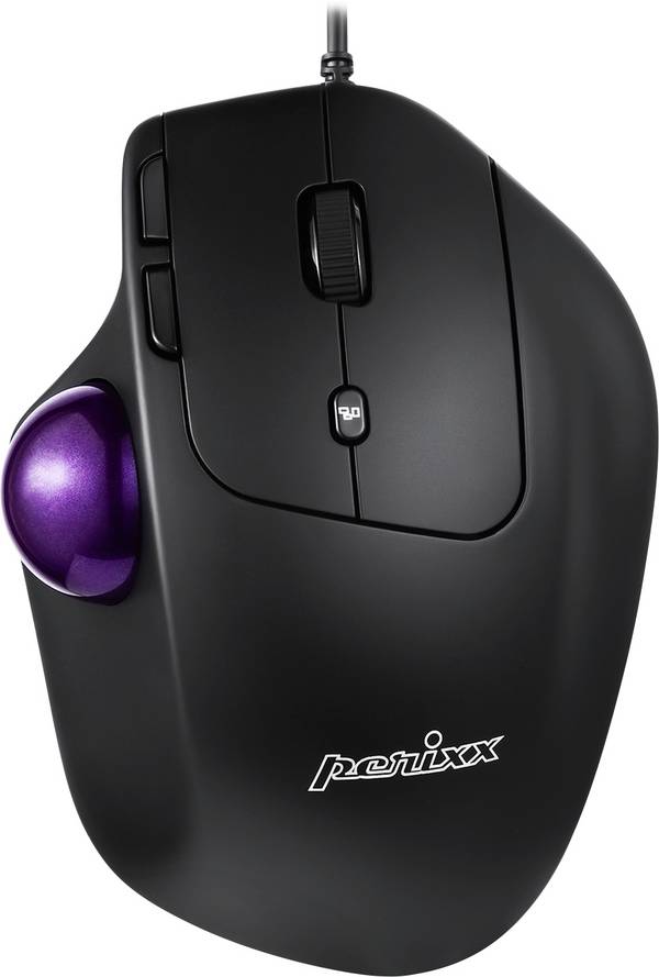 Perixx PERIMICE-520  Ergonomische Maus Kabelgebunden   Optisch Schwarz 8 Tasten 2 dpi mit Trackball