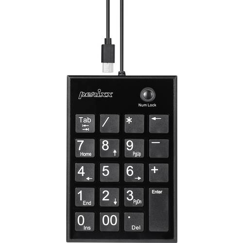 Perixx PERIPAD-202 C H Kabelgebunden Nummernblock USB-Hub Schwarz