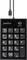 Ein externes numerisches Tastenfeld mit 19 Tasten, darunter Tab, Home, End und Enter. Markenname oben, Kabelverbindung sichtbar.