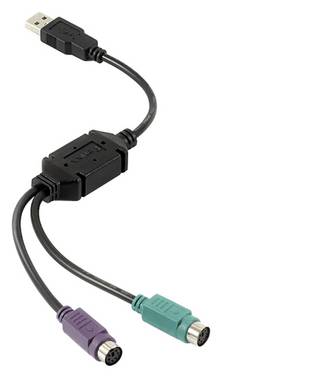 Perixx USB 2.0 Y-Kabel [1x USB 2.0 Stecker A - 2x PS/2-Buchse] PERIPRO-401 B 0.15 m mit USB