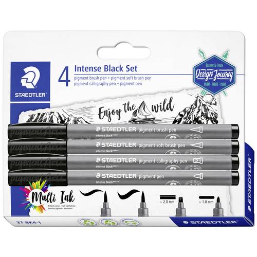 Staedtler Fasermaler Intense Black 37 BK4-1 Schwarz 1 mm, 2 mm 4 St.