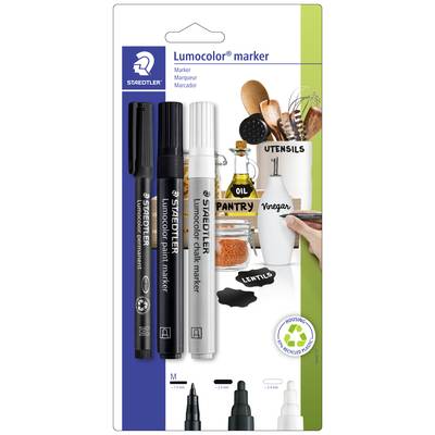 Staedtler Permanentmarker Lumocolor Schwarz, Weiß 3 St.