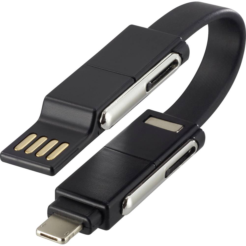 Renkforce Snoerontwarder Adapterkabel [2x USB-A 2.0 stekker, USB-C stekker 2x Apple dock-stekker Lig