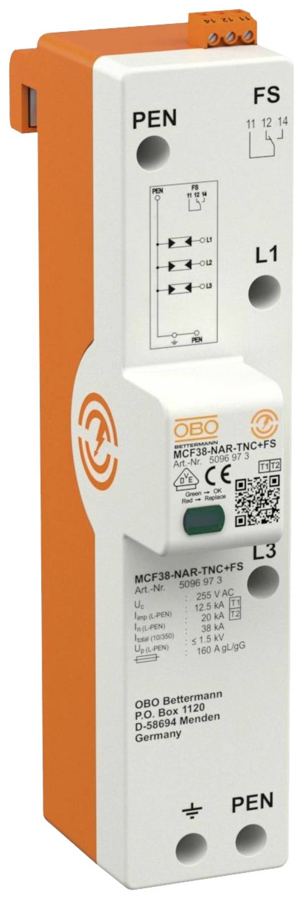OBO Bettermann 5096973 MCF38-NAR-TNC+FS Kombiableiter     1 St.