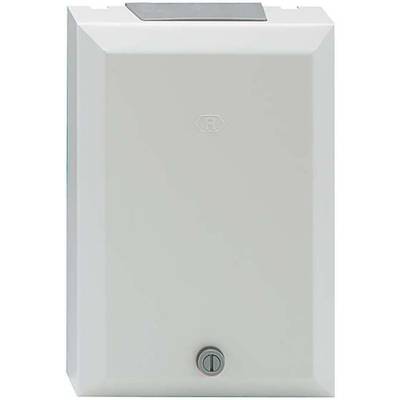 Rechteckiger grauer Kasten mit Drehgriff an der Unterseite, möglicherweise ein elektrisches Gehäuse oder Sicherungskasten.