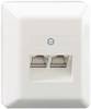 Rutenbeck UAE 2x8(8) Ap rw Netzwerkdose Aufputz Einsatz mit Zentralplatte und Rahmen CAT 3 Reinweiß