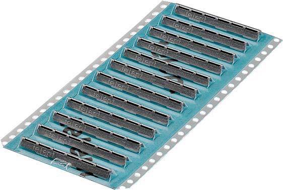 Eine Silberschichtstreifenrolle für Hörgerätebatterien, angeordnet auf einer blauen Trägerfolie.