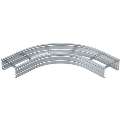 Ein gebogenes Metallstück mit mehreren Befestigungslöchern, wahrscheinlich Teil eines Bau- oder Montageelementes.