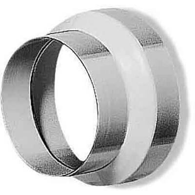 Metallischer Rohrverbinder mit einem gewölbten mittleren Abschnitt und glattem Oberflächenfinish, dient zur Verbindung von Lüftungsrohren.
