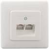 Rutenbeck UAE 2x8(8) Up rw Netzwerkdose Unterputz Einsatz mit Zentralplatte und Rahmen CAT 3 Reinweiß