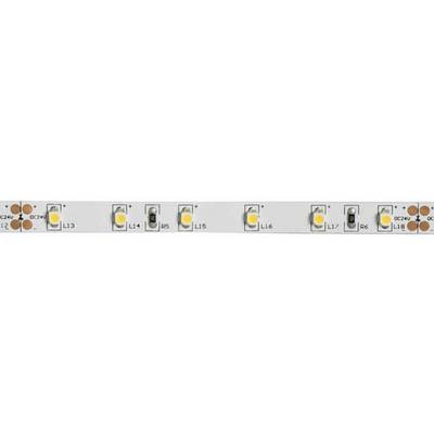 LED-Lichtleiste mit mehreren leuchtenden Dioden und kleinen braunen runden Platten auf weißem Hintergrund.