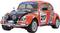 Ein roter Rallyewagen im Stil eines klassischen VW Käfers mit Startnummer 217 und Aufschriften 'Live to Rally'.