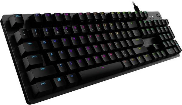 Logitech Gaming G512 CARBON Kabelgebunden Gaming-Tastatur US-Englisch, QWERTY Karbon Multimediatasten, Beleuchtet, USB-Anschluss, Switch: Red, mit numerischer Tastatur, RGB-Beleuchtung