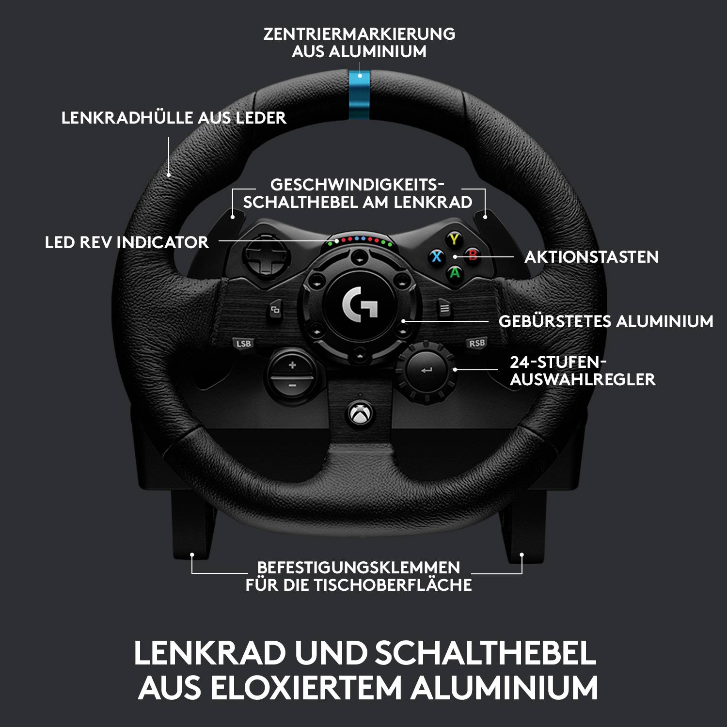 Logitech Gaming G923 Lenkrad USB PC, Xbox One S, Xbox Series X, Xbox One Schwarz-13