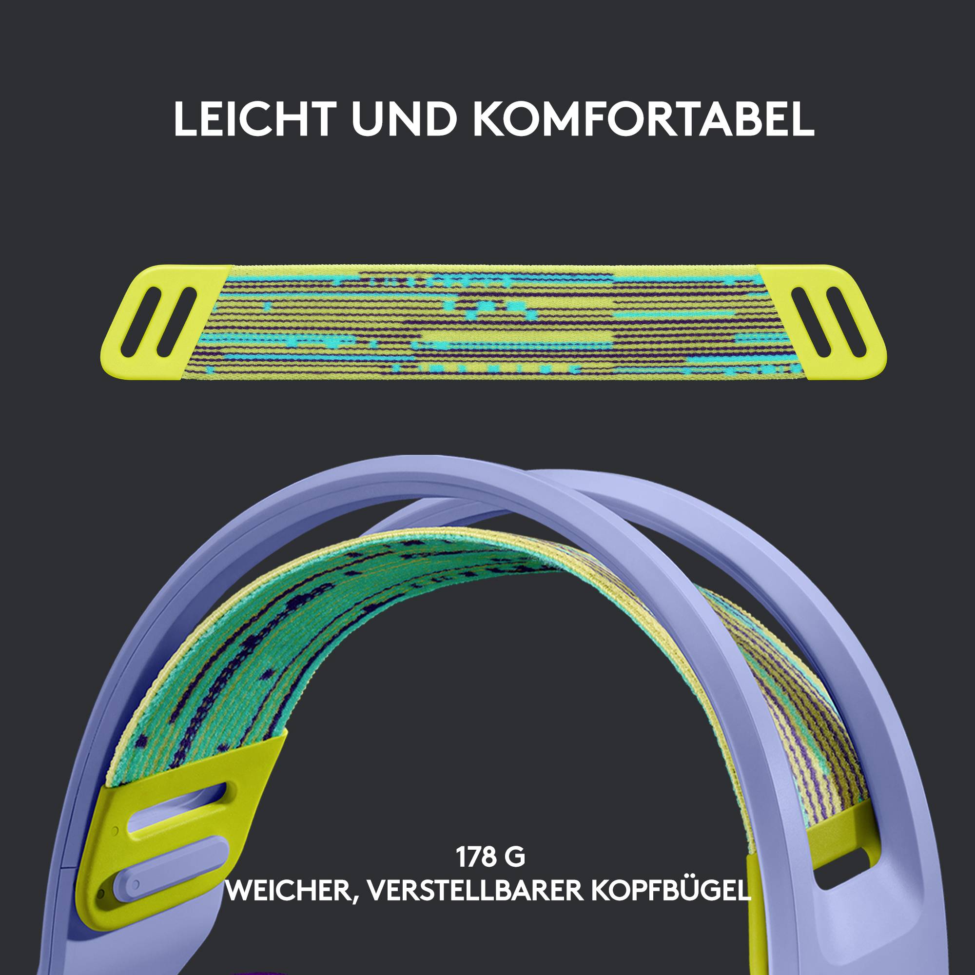 Logitech Gaming G733 LIGHTSPEED On Ear Headset Funk 7.1 Surround Lila Lautstärkeregelung Gaming-10