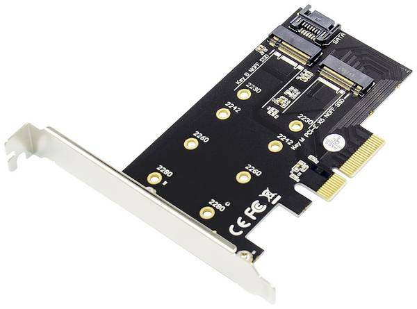 Digitus DS-33170 2+1 Port M.2 Controller PCIe Passend für (SSD): 2230, 2242, 2260, 2280 inkl. Low-Profile Slotblech