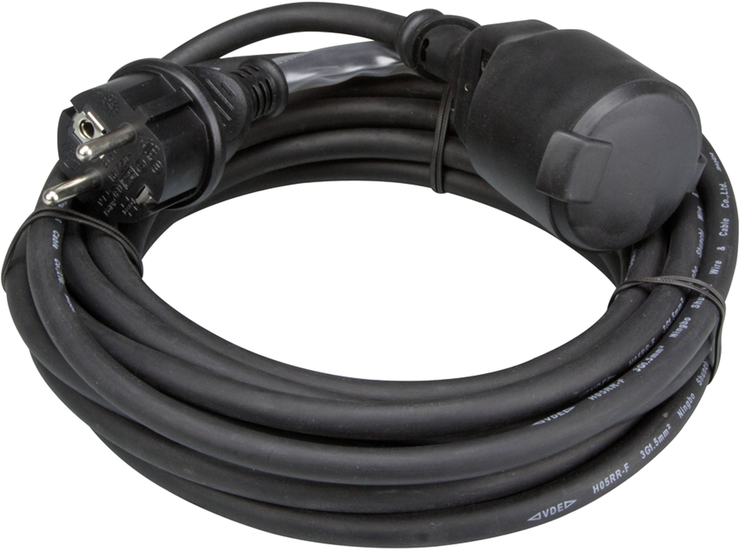 Perel EC05R15STBHQ Strom Verlängerungskabel 16 A Schwarz 5.00 m H05RR-F 3G 1,5 mm²