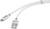 Ein weißes USB-Kabel mit einem Lightning-Anschluss und einem USB-A-Anschluss, typisch für den Anschluss von Geräten an Computer.