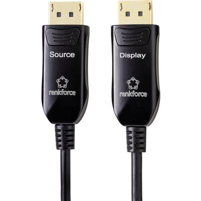 Zwei schwarze HDMI-Kabel mit Aufschriften 'Source' und 'Display', jeweils von der Marke Renkforce, erkennbar an den goldenen Steckern.