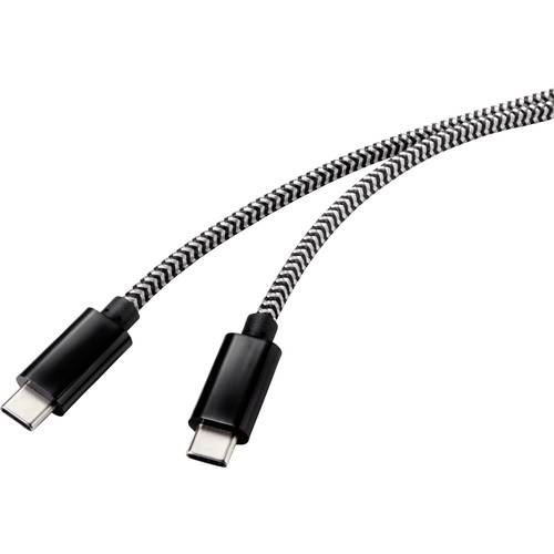 Thumbnail - Renkforce USB-Kabel USB 2.0 USB-C® Stecker, USB-C® Stecker 3.00 m Schwarz/Weiß RF-4598412