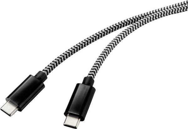 Renkforce USB-Kabel USB 2.0 USB-C® Stecker, USB-C® Stecker 3.00 m Schwarz/Weiß RF-4598412