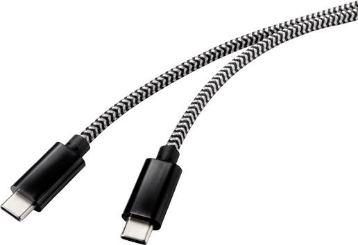 Renkforce USB-Kabel  USB 2.0 USB-C® Stecker, USB-C® Stecker 3.00 m Schwarz/Weiß  RF-4598412