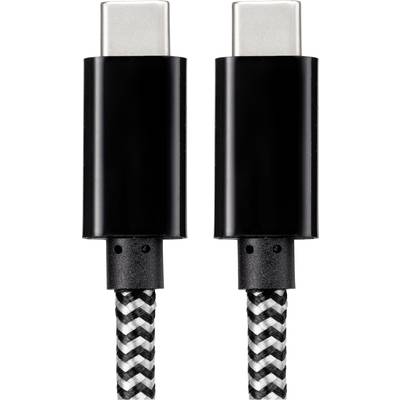 Zwei schwarze USB-C-Kabel mit geflochtenem Muster, nebeneinander liegend.