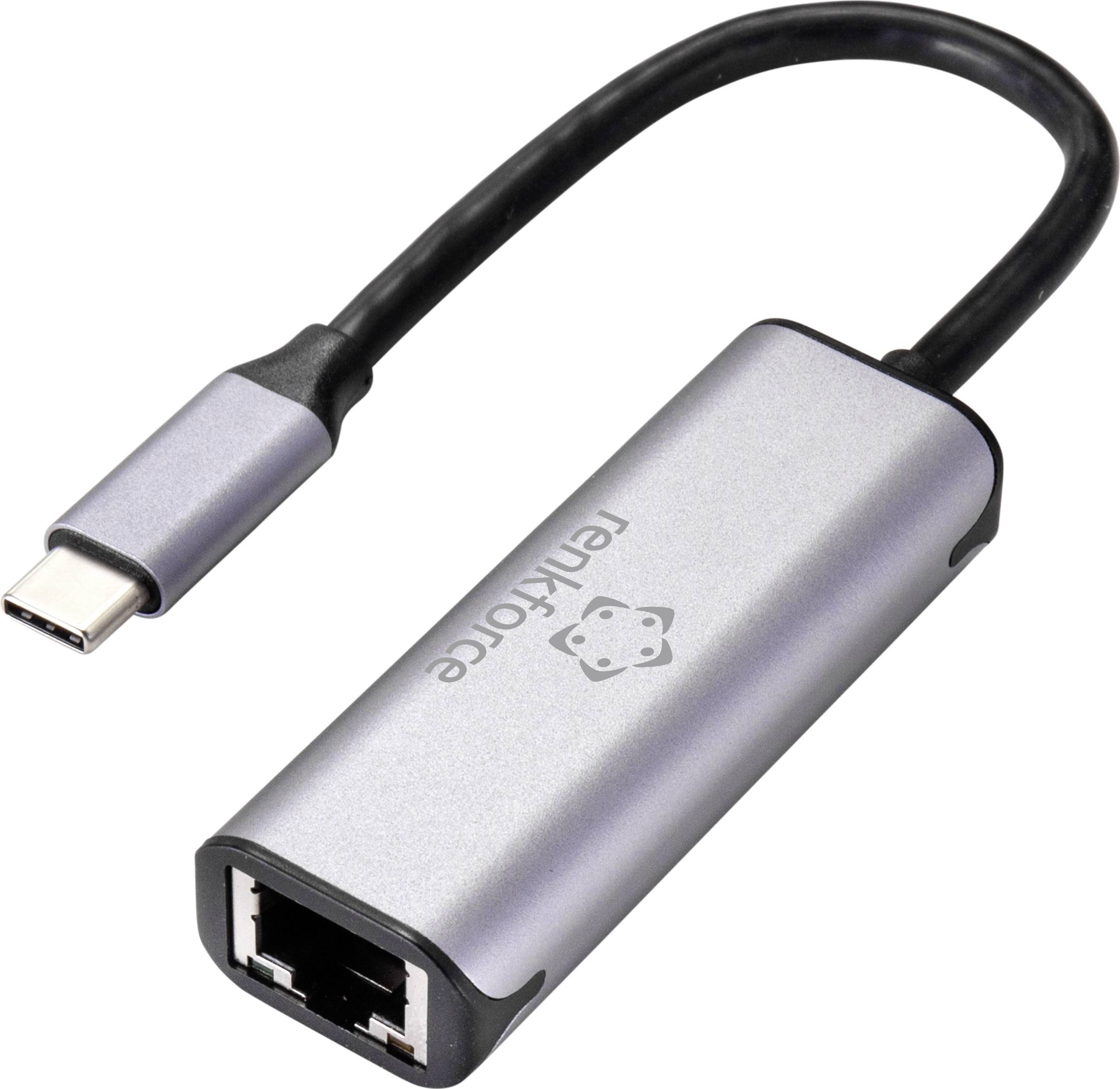 RENKFORCE USB-C, Netzwerk Adapter [1x USB 3.2 Gen 1 Stecker C (USB 3.0) - 1x RJ45-Buchse]