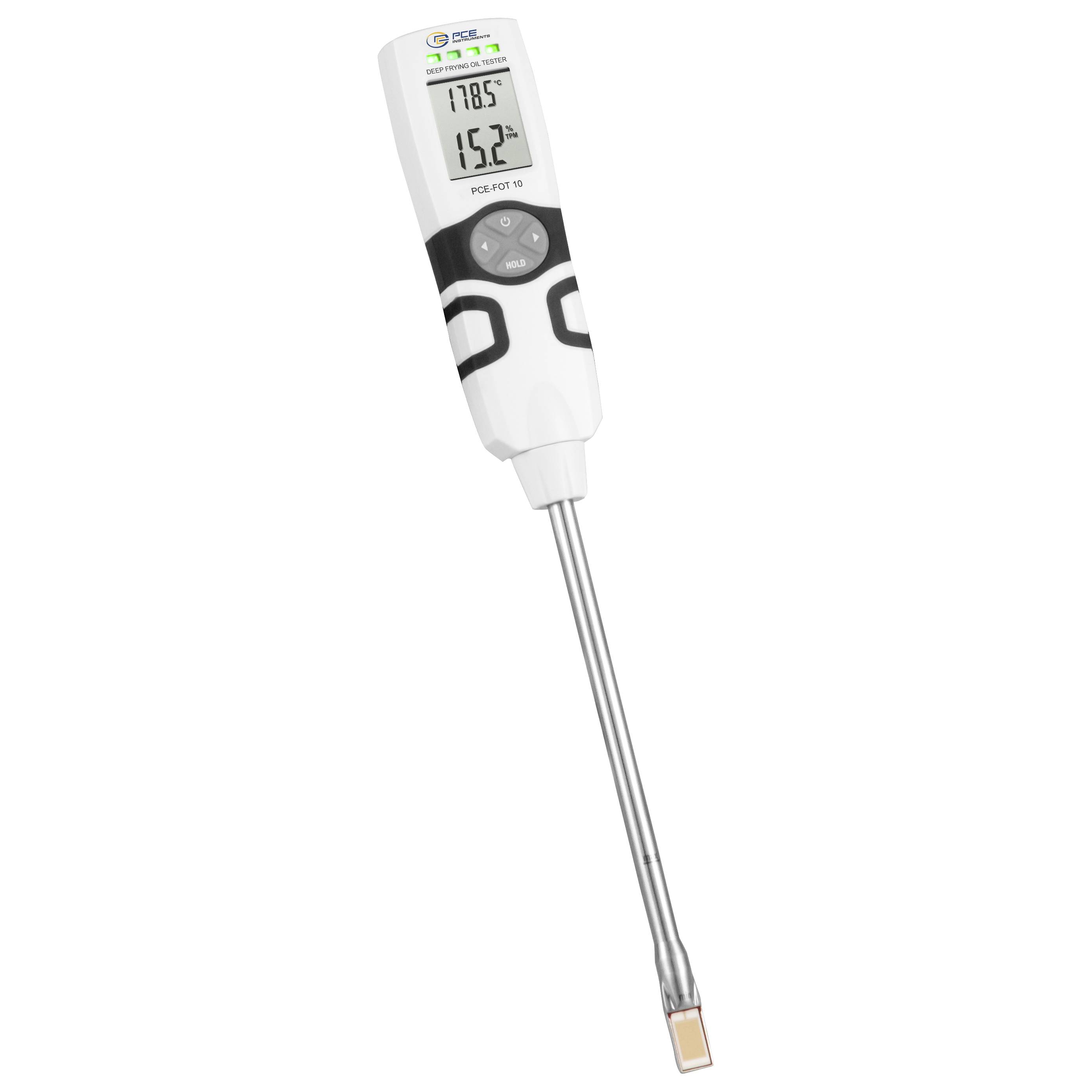 Digitales Thermometer mit LCD-Display und langem Metallschaft zum Messen der Temperatur.