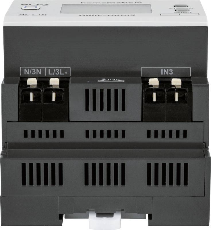 Ein elektrisches Modul mit mehreren Anschlüssen, geeignet für den Einsatz in Stromverteilungen. Oben sind Anschlussklemmen sichtbar.