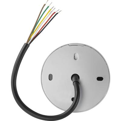 Kreisförmige Metallabdeckung mit mehreren farbigen Drähten, die herausragen. Hauptsächlich für Elektroinstallationen verwendet.