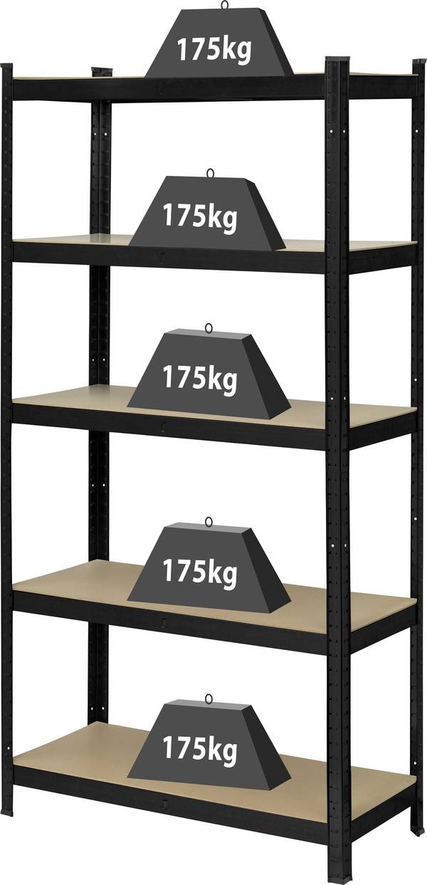 TOOLCRAFT KCT20CP Schwerlastregal 175 kg (B x H x T) 90 x 1.8 x 40 cm Metall, Hartfaser  Anthrazit/Schwarz Hartfaserplatte